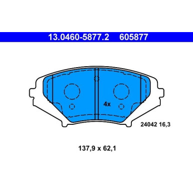 ATE | Bremsbelagsatz, Scheibenbremse | 13.0460-5877.2