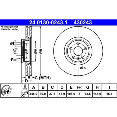 ATE | Bremsscheibe | 24.0130-0243.1