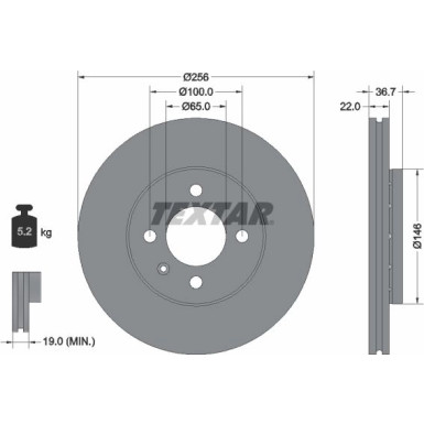 Textar | Bremsscheibe | 92287003