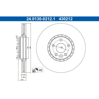 ATE | Bremsscheibe | 24.0130-0212.1