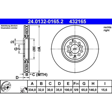 ATE | Bremsscheibe | 24.0132-0165.2