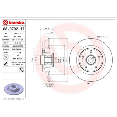 Brembo | Bremsscheibe | 08.9792.17