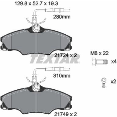 Textar | Bremsbelagsatz, Scheibenbremse | 2172402