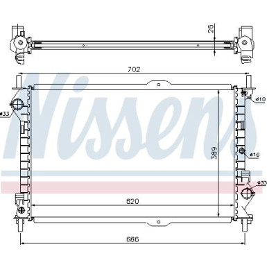 Nissens | Kühler, Motorkühlung | 62156A