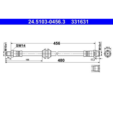 ATE | Bremsschlauch | 24.5103-0456.3