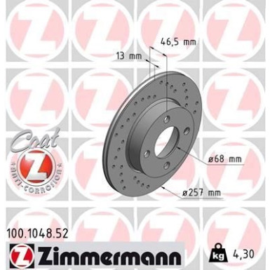 Zimmermann | Bremsscheibe | 100.1048.52