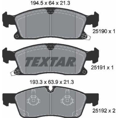 Textar | Bremsbelagsatz, Scheibenbremse | 2519001