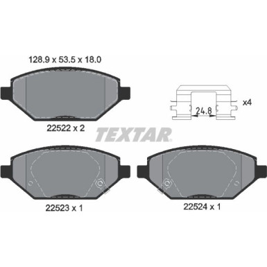 Textar | Bremsbelagsatz, Scheibenbremse | 2252201