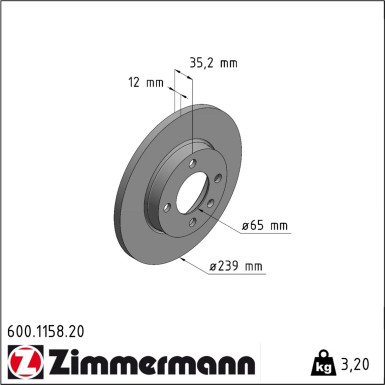 Zimmermann | Bremsscheibe | 600.1158.20