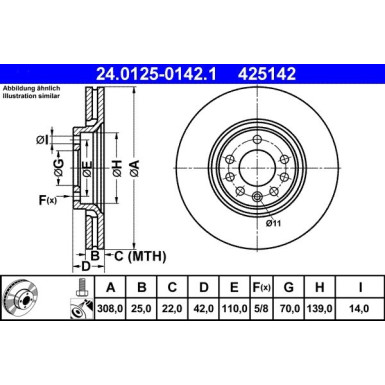 ATE | Bremsscheibe | 24.0125-0142.1