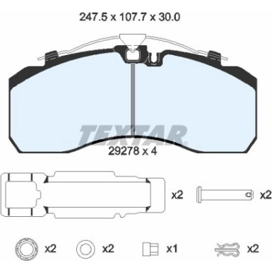 Textar | Bremsbelagsatz, Scheibenbremse | 2927802