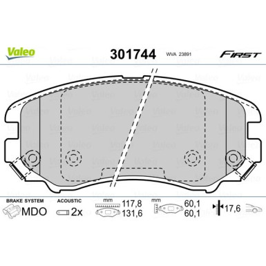 Valeo | Bremsbelagsatz, Scheibenbremse | 301744