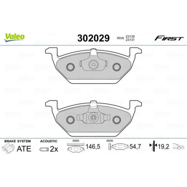 Valeo | Bremsbelagsatz, Scheibenbremse | 302029