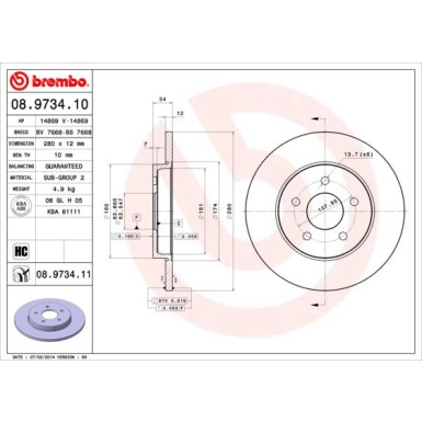 Brembo | Bremsscheibe | 08.9734.11