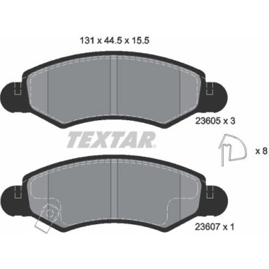 Textar | Bremsbelagsatz, Scheibenbremse | 2360501