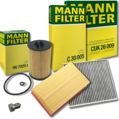 MANN-FILTER INSPEKTIONSPAKET FILTERSATZ FÜR AUDI VAG 1.6 2.0 TDI (HU 7020 z + CUK 26 009 + C 30 005)