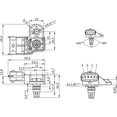 BOSCH | Sensor, Ladedruck | 0 281 006 076