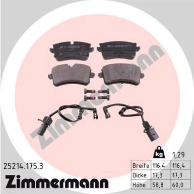 Zimmermann | Bremsbelagsatz, Scheibenbremse | 25214.175.3