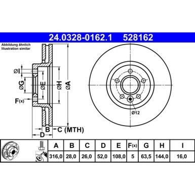 ATE | Bremsscheibe | 24.0328-0162.1