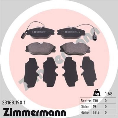 Zimmermann | Bremsbelagsatz, Scheibenbremse | 23168.190.1