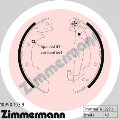 Zimmermann | Bremsbackensatz | 10990.103.9