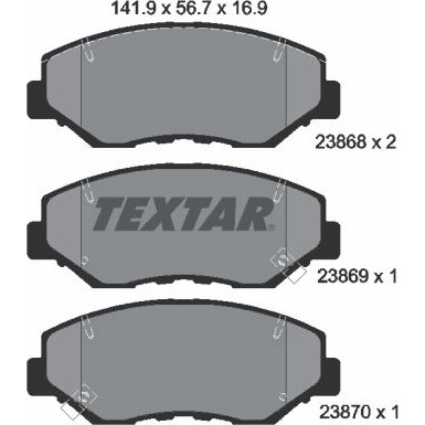 Textar | Bremsbelagsatz, Scheibenbremse | 2386801