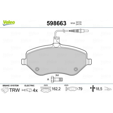 Valeo | Bremsbelagsatz, Scheibenbremse | 598663