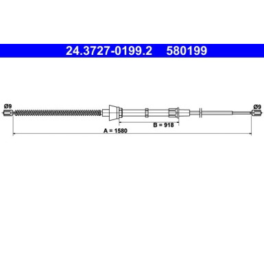 ATE | Seilzug, Feststellbremse | 24.3727-0199.2