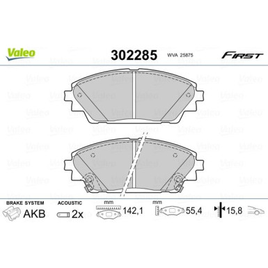 Valeo | Bremsbelagsatz, Scheibenbremse | 302285