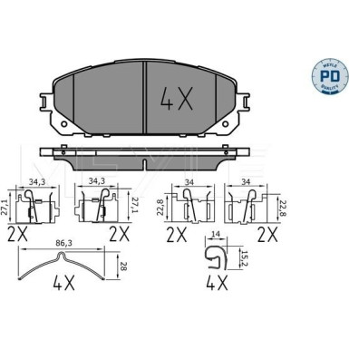 Meyle | Bremsbelagsatz, Scheibenbremse | 025 220 7018/PD