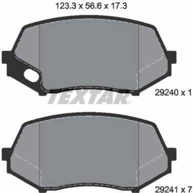 Textar | Bremsbelagsatz, Scheibenbremse | 2924001