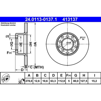 ATE | Bremsscheibe | 24.0113-0137.1