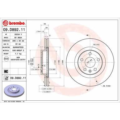 Brembo | Bremsscheibe | 09.D892.11