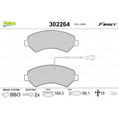 Valeo | Bremsbelagsatz, Scheibenbremse | 302264