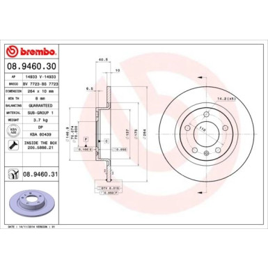 Brembo | Bremsscheibe | 08.9460.31