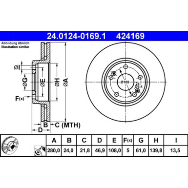 ATE | Bremsscheibe | 24.0124-0169.1