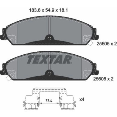 Textar | Bremsbelagsatz, Scheibenbremse | 2560501