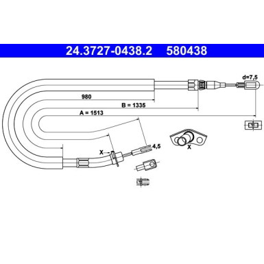 ATE | Seilzug, Feststellbremse | 24.3727-0438.2