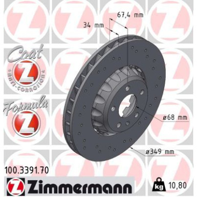 Zimmermann | Bremsscheibe | 100.3391.70