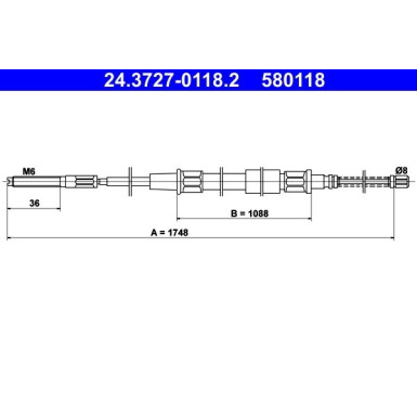 ATE | Seilzug, Feststellbremse | 24.3727-0118.2