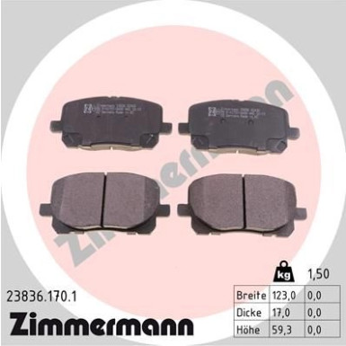 Zimmermann | Bremsbelagsatz, Scheibenbremse | 23836.170.1