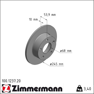 Zimmermann | Bremsscheibe | 100.1237.20