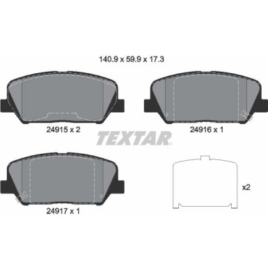 Textar | Bremsbelagsatz, Scheibenbremse | 2491501