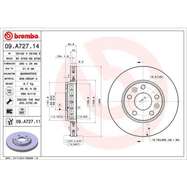 Brembo | Bremsscheibe | 09.A727.11