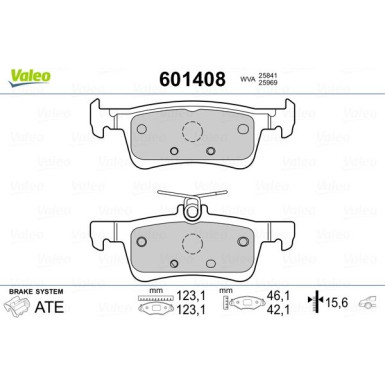 Valeo | Bremsbelagsatz, Scheibenbremse | 601408