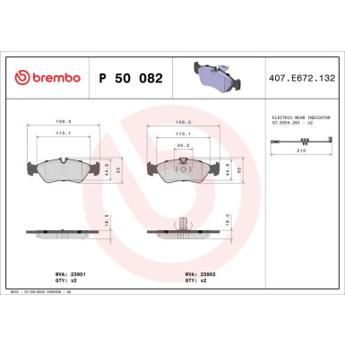 Brembo | Bremsbelagsatz, Scheibenbremse | P 50 082