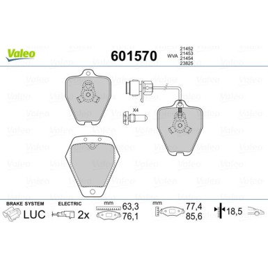 Valeo | Bremsbelagsatz, Scheibenbremse | 601570