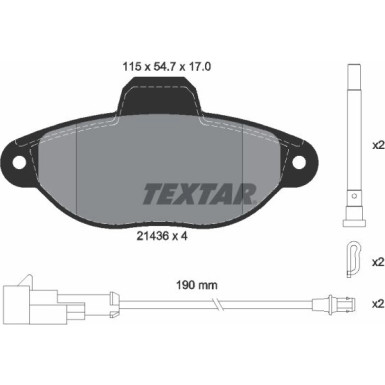 Textar | Bremsbelagsatz, Scheibenbremse | 2143609