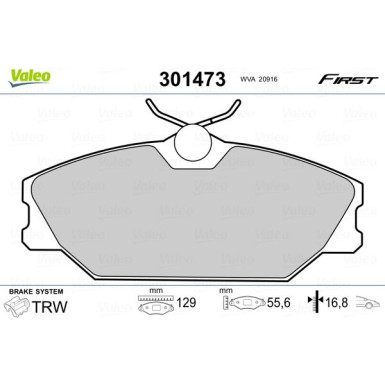 Valeo | Bremsbelagsatz, Scheibenbremse | 301473