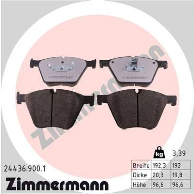 Zimmermann | Bremsbelagsatz, Scheibenbremse | 24436.900.1